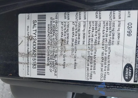 1999 Land Rover Discovery Series Ii z USA, uszkodzony, nr VIN SALTY124XXA215183